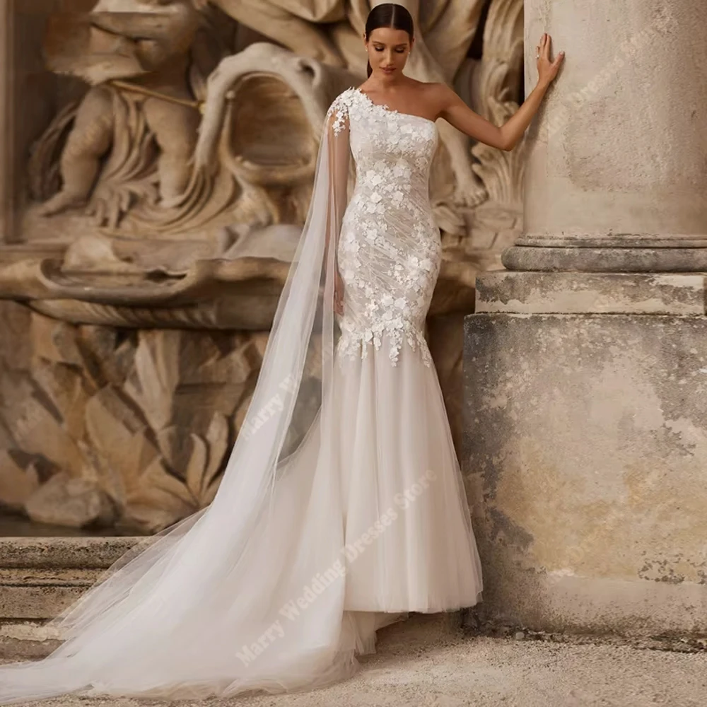 

Sexy Mermaid Women's Wedding Dresses Elegant Appliques Lace Bridal Gowns Classical Princess Party Vestidos De Novias Customized