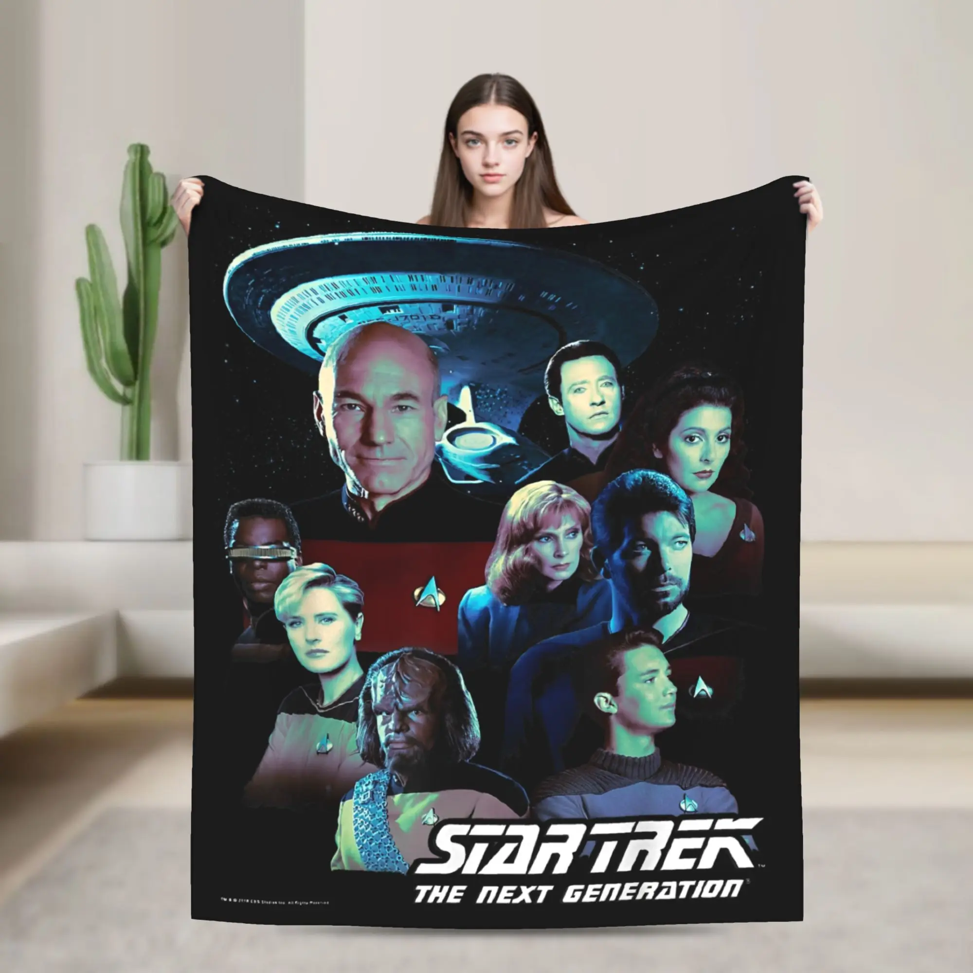 Stars Treks The Next Generation Bridge Crew Portraits Blankets  Fuzzy Warm Throw Blanket for Home Restaurant Textile Decor,