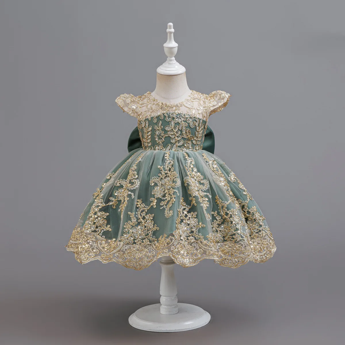 Kleid für Babys und Kleinkinder zum 1. Geburtstag, besticktes Spitzen-Prinzessinnenkleid, Blumenmädchen-Hochzeitskleid, besonderes festliches formelles Kleid für Babys – Detail 5