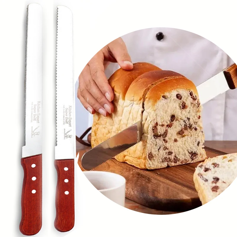 Cake Knife Stainless Steel Knife with Wooden Handle Slicing Knives Toast Cake Slicer Kitchen Pastry Biscuit Cutting Tools