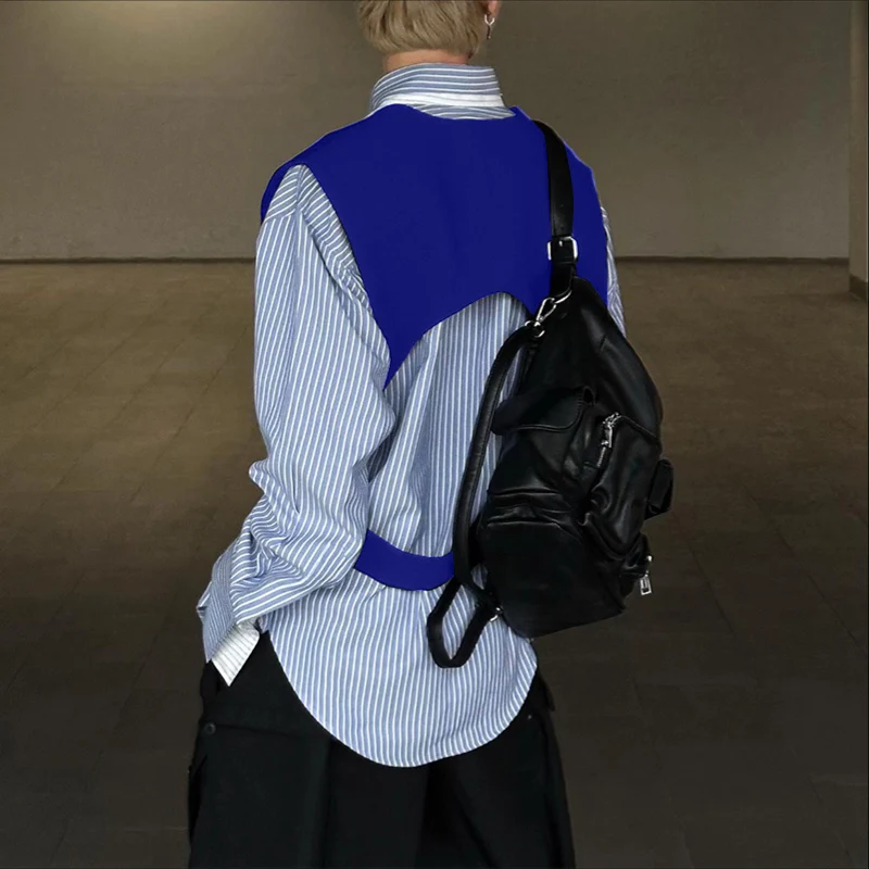 INCERUN الرجال سترات بلون س الرقبة أكمام عارية الذراعين الجوف خارج الصدريات الرجال الشارع الشهير فضفاض موضة الذكور سترات S-5XL #1