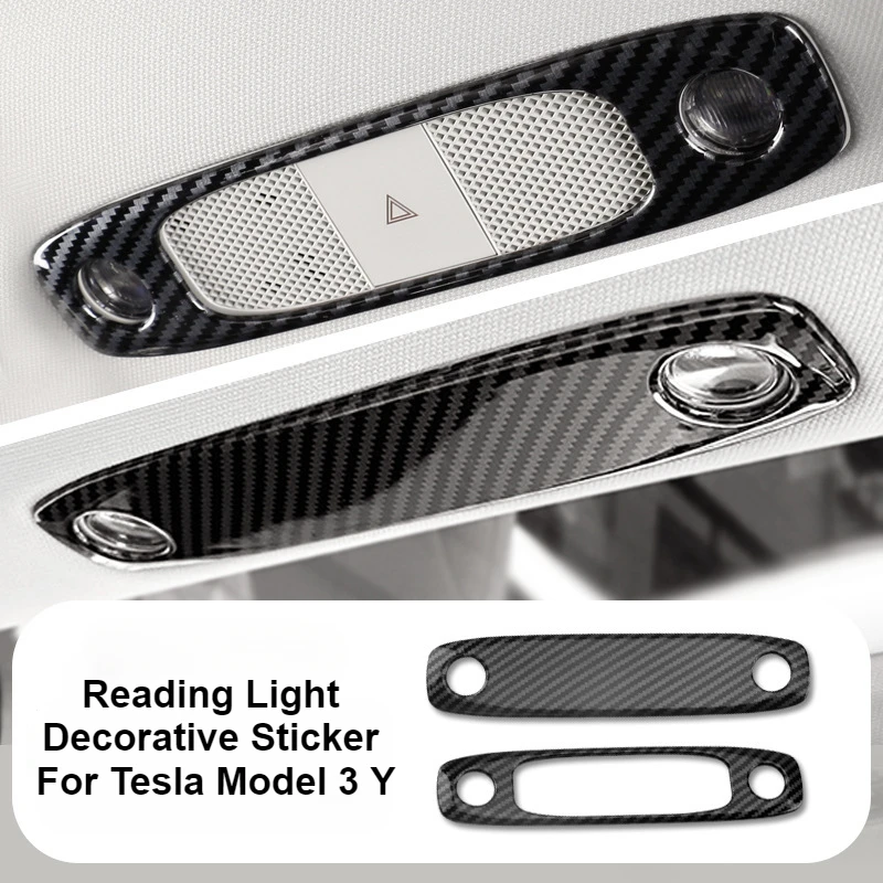 Reading Light Decorative Sticker for Tesla Model 3 Y 100% Real True Carbon Cover Shell Trim Modification Interior Accessories