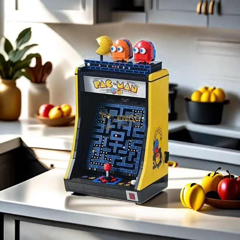 Pac-Man Arcade Machine Model Building Blocks, Retro Video Game Construction Toy, Creative DIY Assemble Bricks, Educational Gift