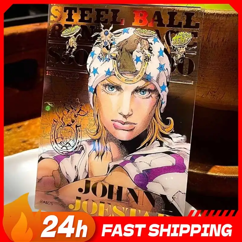 

JOJO7 Steel Ball Run Anime Peripherals Johnny Joestar Figurine Clear Card Gyro Zeppeli Figure Transparent Card Decoration Toys