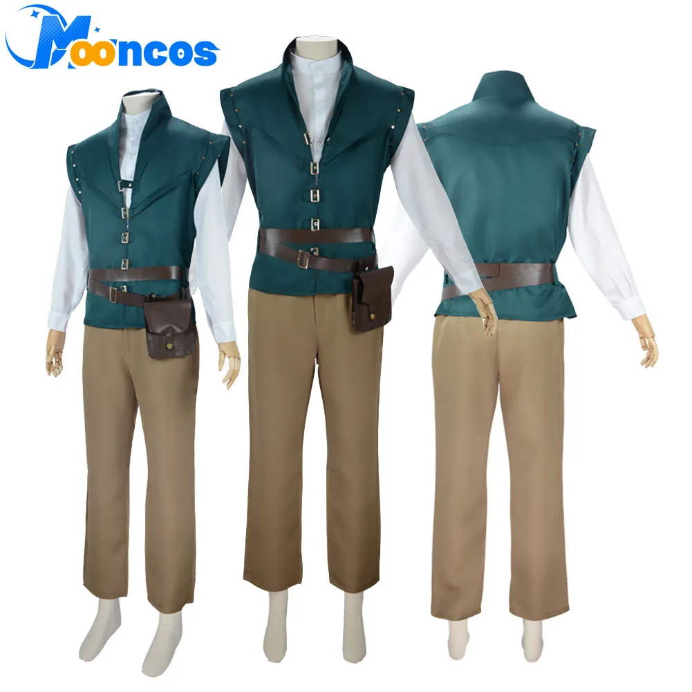 

Prince Fantasia Roleplay Flynn Rider Cosplay Costume for Adult Men Disguise Vest Pants Belt Movie Halloween Carnival Party Suit
