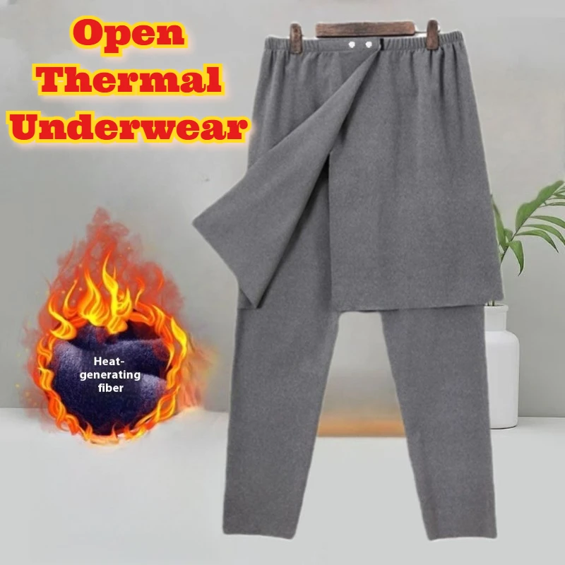 ‌Thermal Fleece Incontinence Pants Side Openings Easy Access Adjustable Comfort Wear Senior Care Warm Winter Underwear Men Women