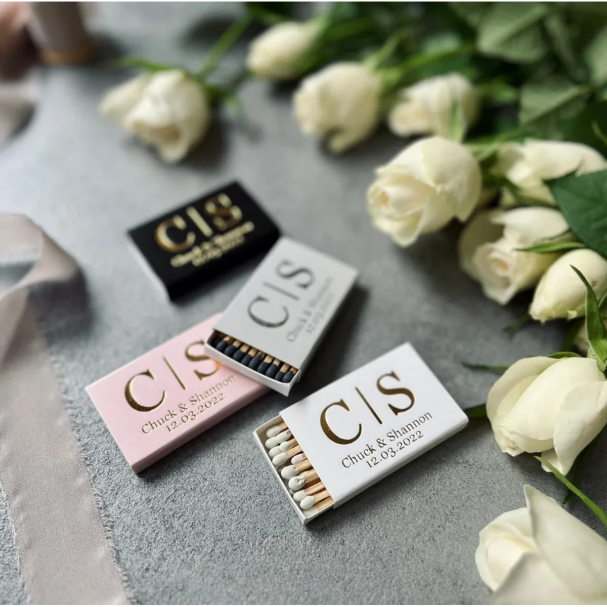 100pcs Custom matchboxes, Printed on match boxes directly, not sticker, Gold Foil Matches, Personalized matches, wedding matches