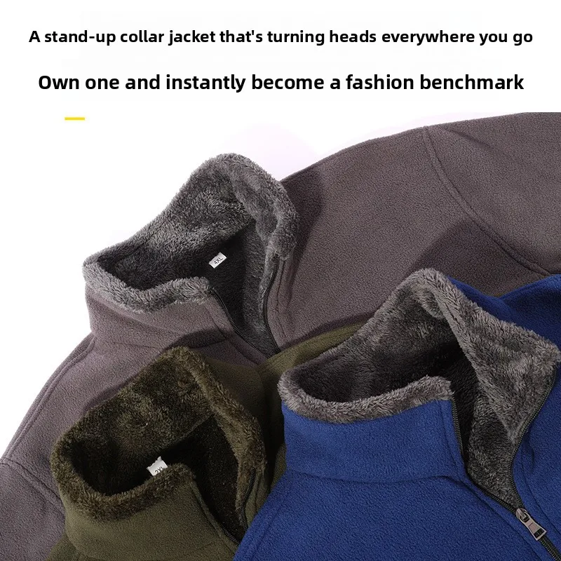 سترة صوفية سميكة بياقة عالية للرجال، كارديجان مفتوح للربيع والخريف والشتاء، ملابس خارجية رسمية للرجال، زي صوفي للآباء #2