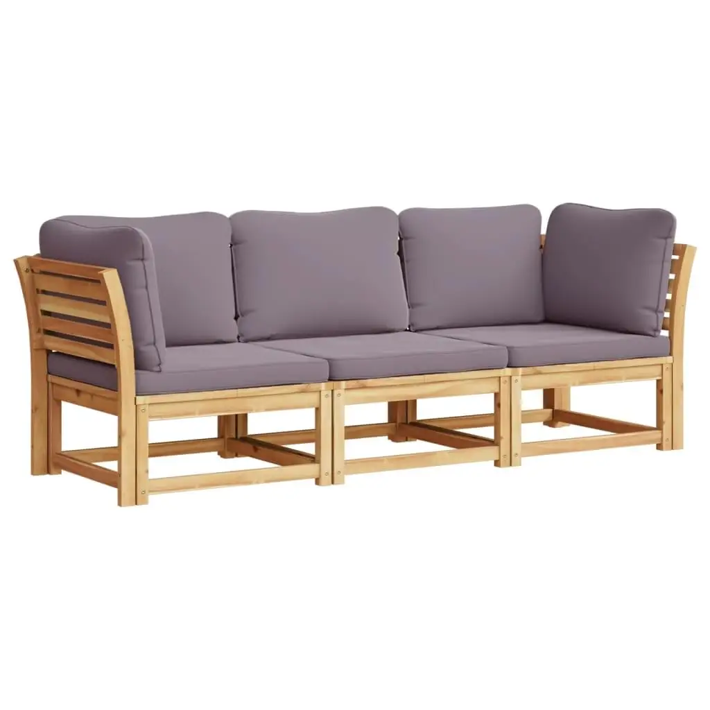 3-Piece Acacia Wood Patio Lounge Set with Cushions - Stylish Outdoor Furniture for Comfort