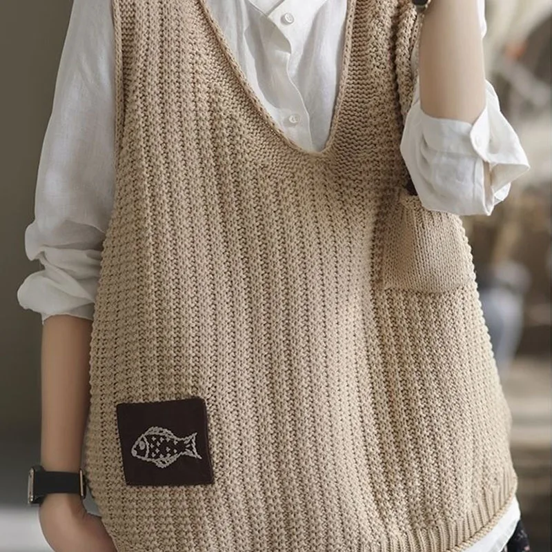 المرأة فضفاضة عادية كل مباراة المرقعة محبوك لاعبا الربيع الملابس النسائية خمر موضة الخامس الرقبة بلون سترة سترة #5