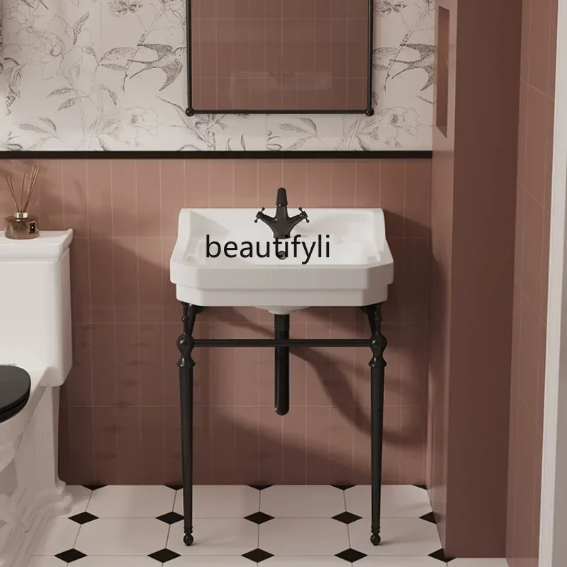 

French Retro Wash Basin Floor-Type Rack Washbasin Ceramic Washstand Pool
