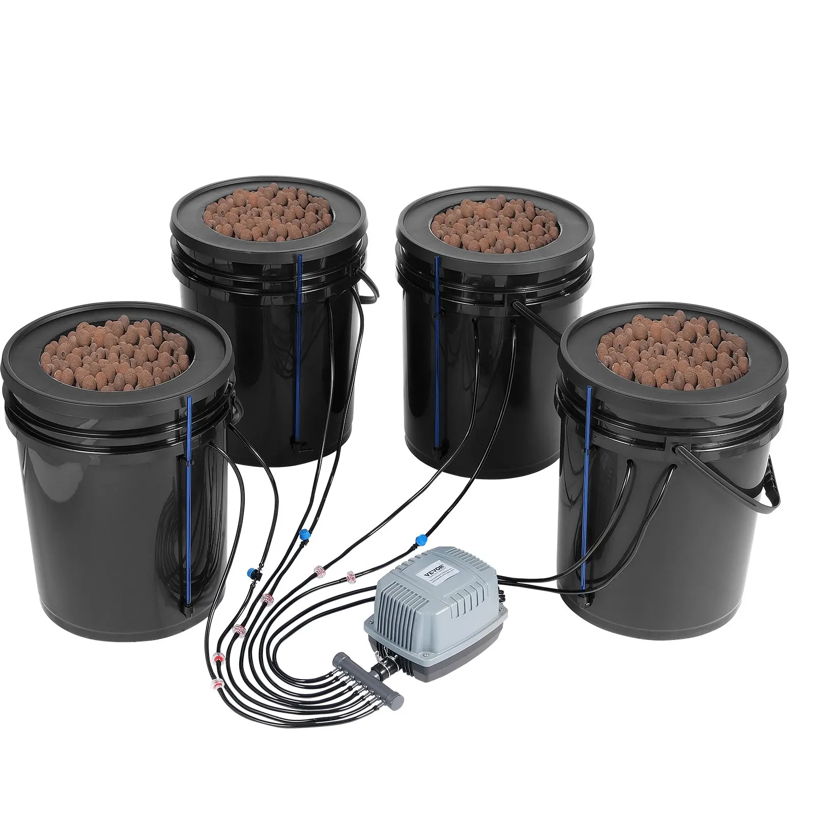 DWC Hydroponics Grow System Deep Water Culture With Top Drip 4 Buckets