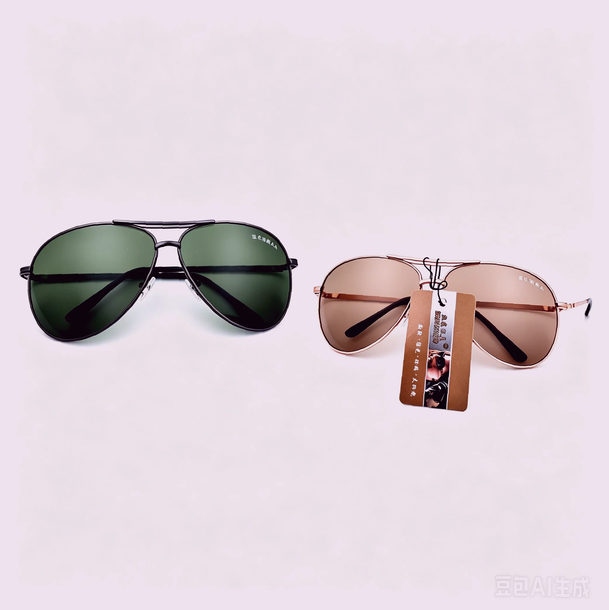2PCS Mineral Glass Lens Sunglasses Large View Silicone Support Pad Smooth Lens Coating Firm Bendable Structure