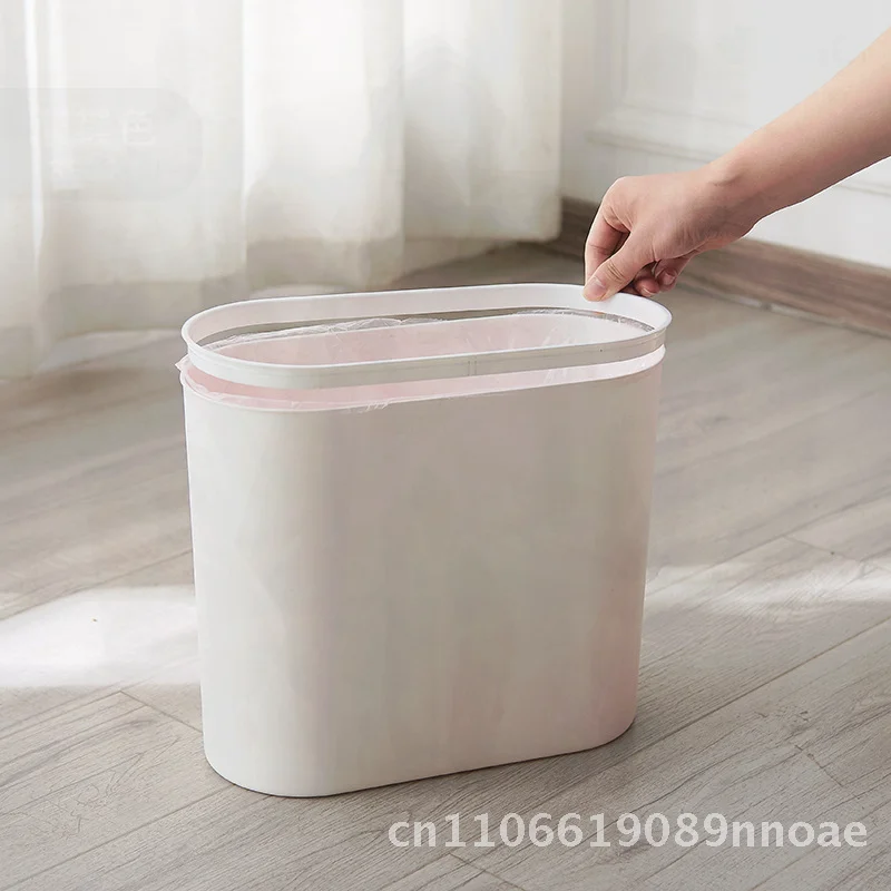 

Nordic Style Large Capacity Trash Can Japanese Simple Fashion for Bathroom Kitchen Office Push-Type Opening Plastic Bin Ivory