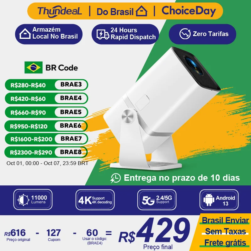 ThundeaL TD80W Mini Projetor HD PK HY320W HY320 HY300 Smart Home Theater 4K Full HD 1080P Projetor de vídeo Android WIFI Cinema
