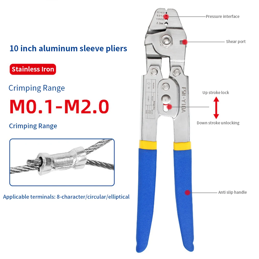 Alicates de pesca de acero inoxidable, herramienta de prensado de cuerda de alambre o férula, Kit de bucle de prensado para crimpadores/mangas de prensado, Kit de herramientas