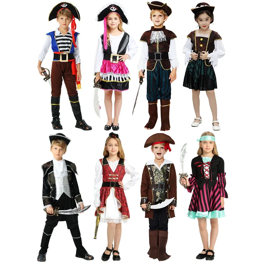 

Костюм пирата на Хэллоуин, наряд для выступления на сцене, детская одежда карибского пирата, сильный костюм-грабитель для ролевых игр