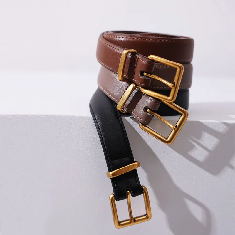 

Mimifafa Simple Retro Gold Buckle Ladies Genuine Leather Belt High Quality Recommendation Fashionable Accessory for Women