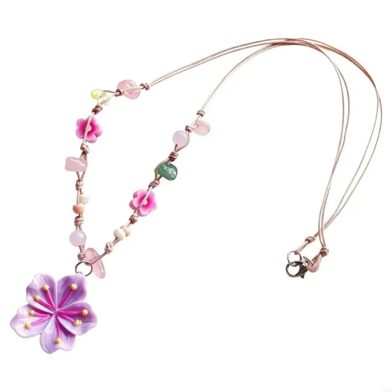  Sweet Floral Resin Pendant Collarbone Chain Stylish Accessory For Daily Wear
