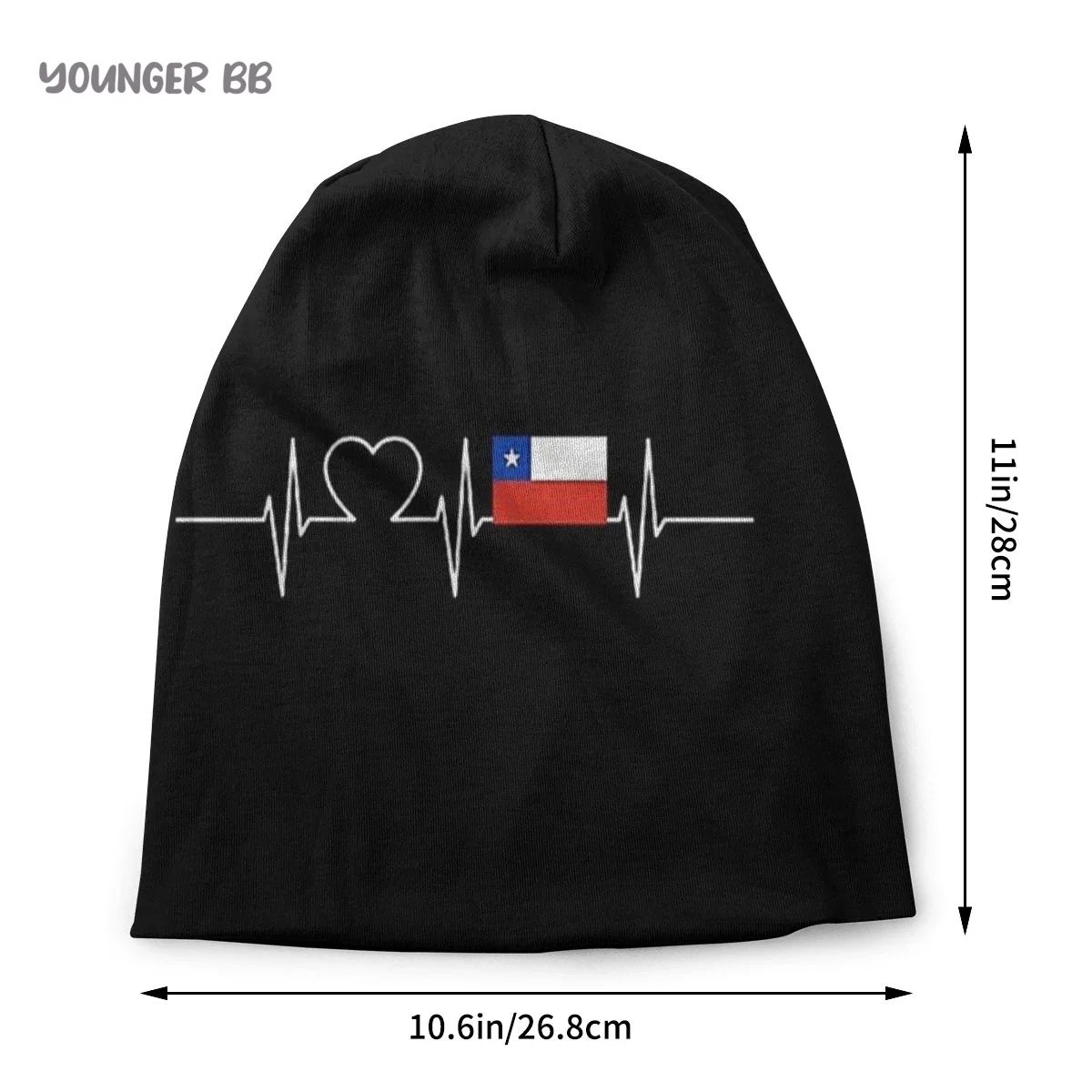 Flag of Chile Men Women's Beanie Hats Ecuador Heartbeat  Vintage Knitted Hat Hip Hop Earmuff Bonnet Street Skullies Beanies