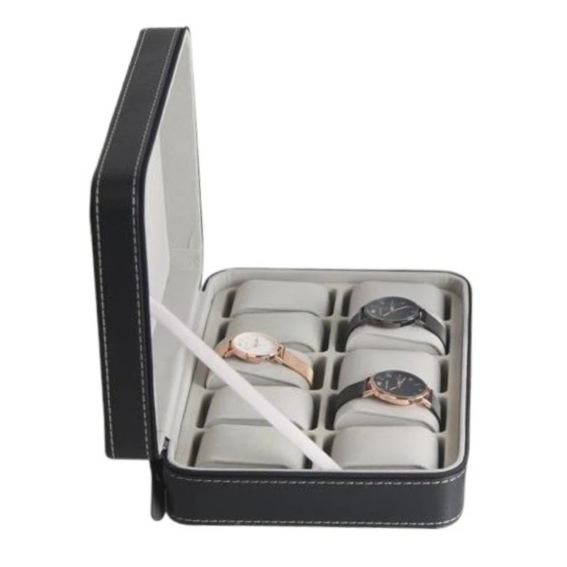10 Slots Watch Boxes Luxury Watches Storage Case Leather Wrist Watch Packaging Box Travel Portable Watches Organizer Container