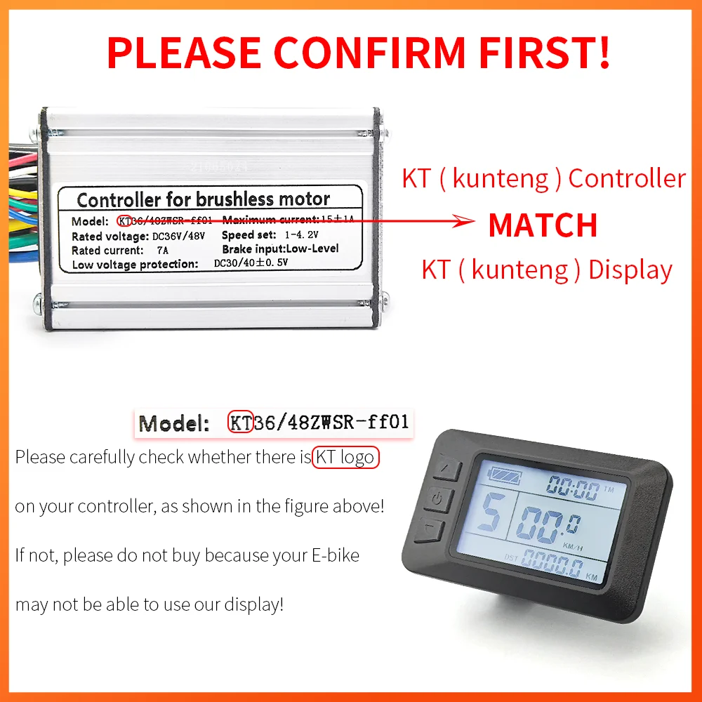 Ebike KT-LCD7U (con USB) Display per Kit di conversione bici tensione compatibile 24V 36V 48V con spina 5 pin impermeabile/SM