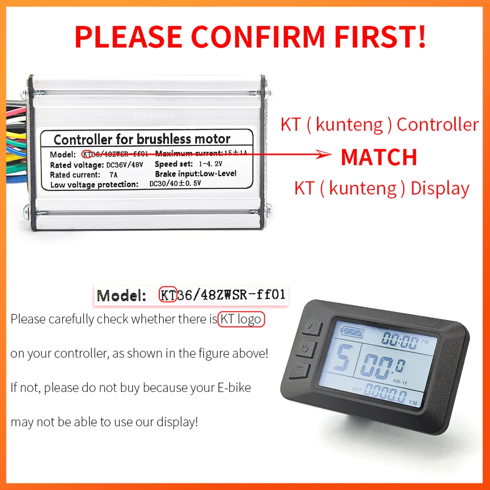 Afficheur KT-LCD7U Windmeile JST 5 Pin - Ordinateur De Bord E-Bike 24V 36V 48V