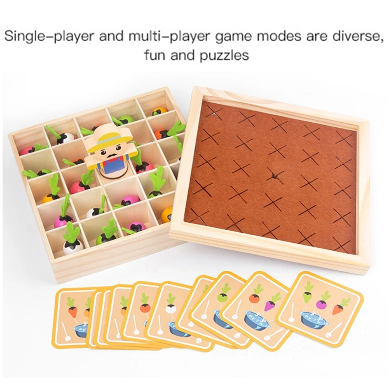 New Durable and Colourful Puzzle Games Tool Pulling Carrot Wooden Toy for Preschool