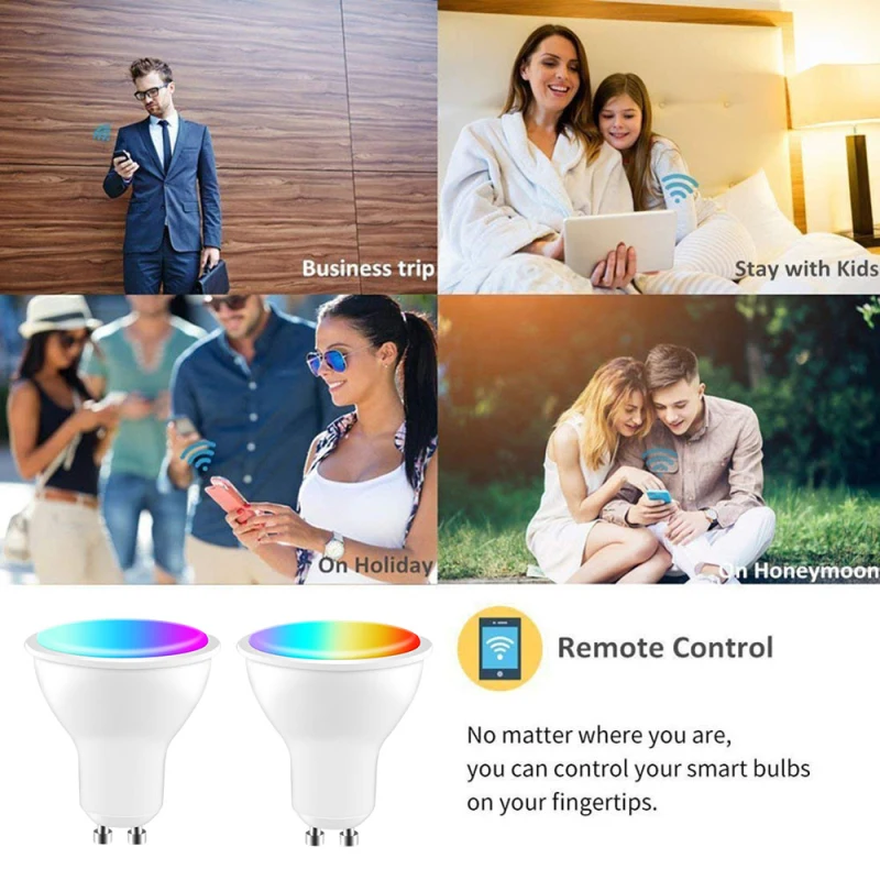 Gu10 Wi-Fi Smart Light Светодиодная лампа Прожектор Tuya APP Лампа с регулируемой яркостью 5 Вт RGB CCT Голосовое управление Работа с Alexa Google Home