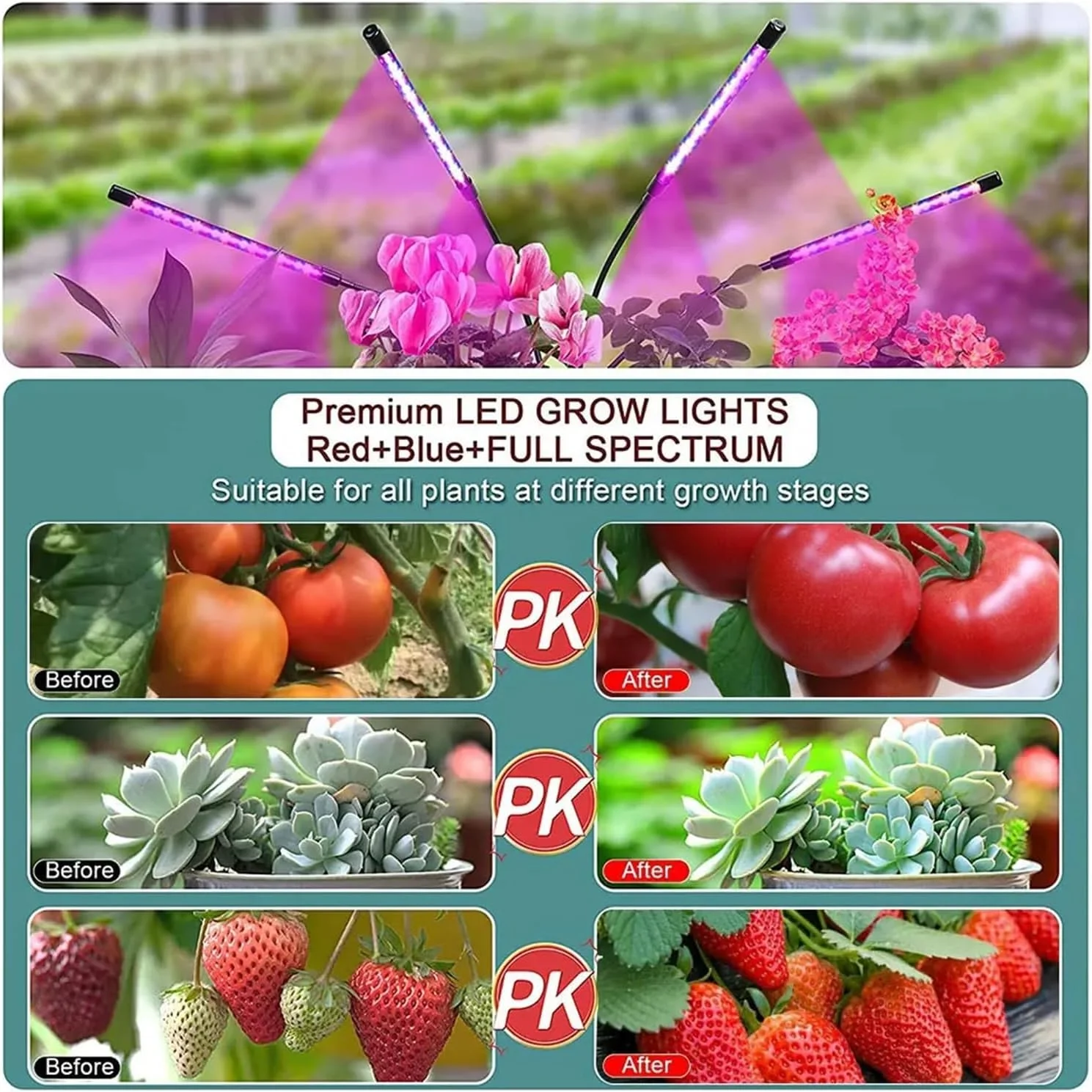 3-Color 150LED نمو النبات الضوء الأرجواني الطيف الكامل نمو النبات مصباح المنزلية الشتلات كليب ضوء النبات