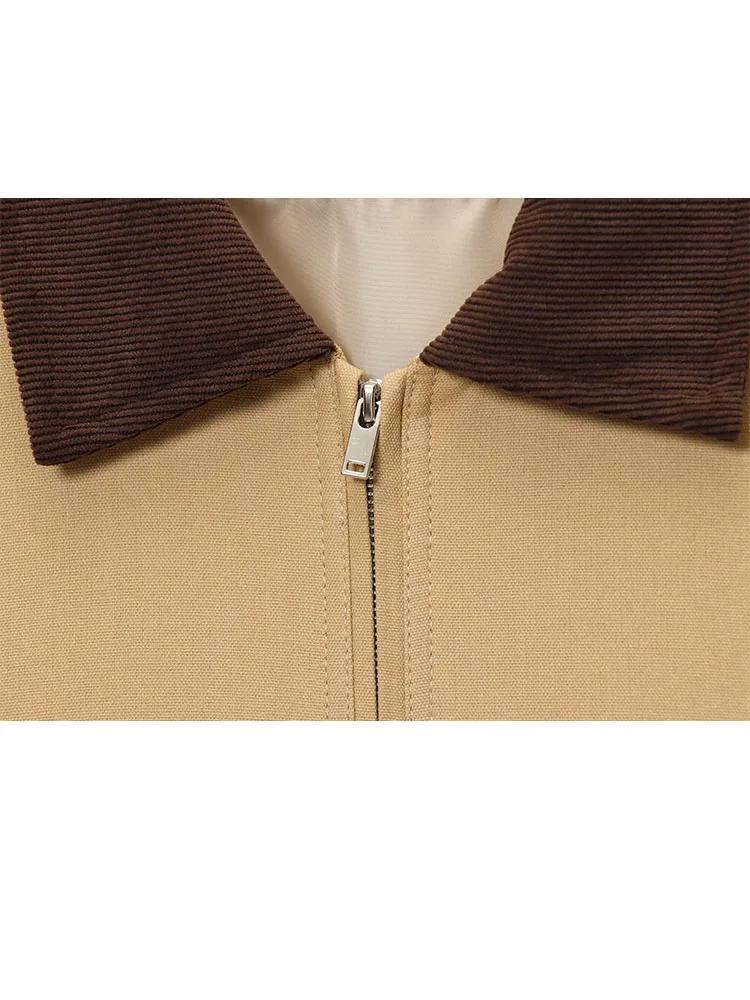 HH Moda invernale da donna Colletto con giunture allentato Decorazione tascabile Cappotto ampio Temperamento femminile Giacca a maniche lunghe con cerniera casual