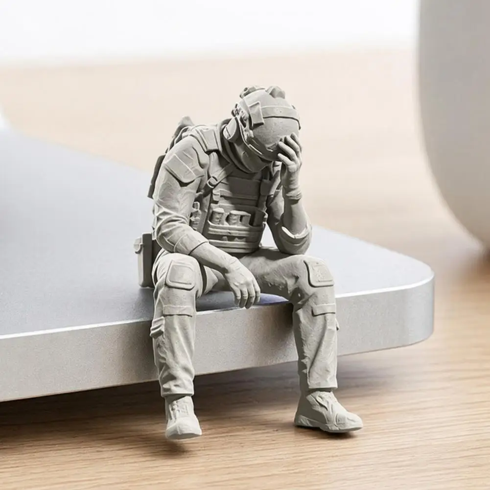 Soldier Ornament Suspended Leg Soldier Figurine 3d Printed Soldier Figurine Sitting Military Statue Ornament Funny for Table