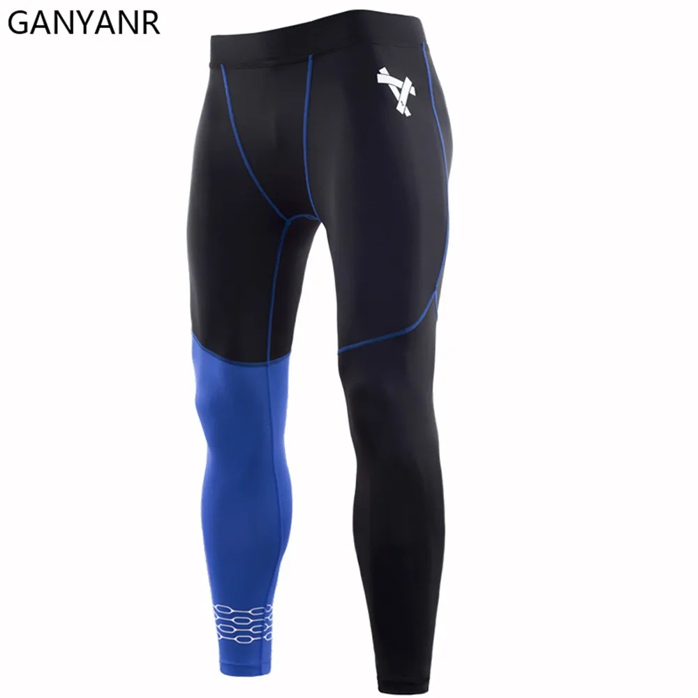 GANYANR legginsy do biegania męska kompresja trening Fitness dres legginsy do jogi Cargo sport piłka nożna siłownia