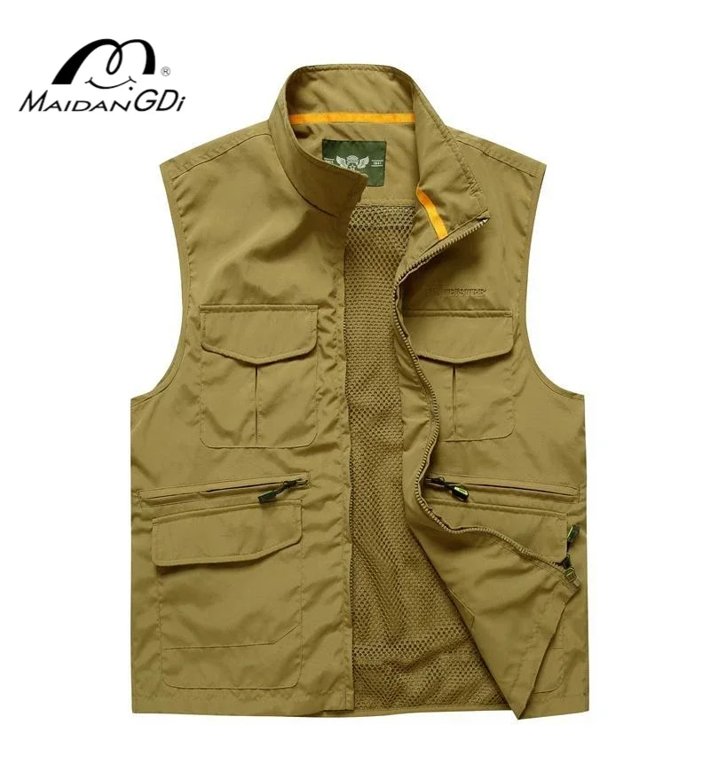 MAIDANGDI Autumn Outdoor Mountaineering Photography Vest Loose Large Sleeveless Quick Drying Breathable Multi Pocket Tank Top