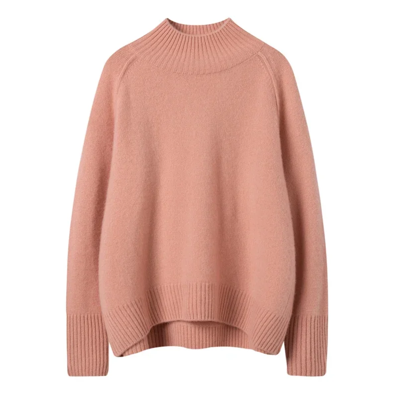 2023 Autumn Winter New 100% Cashmere Knit Pullover Women\'s High Quality Thicken Long Sleeve Sweater Female Loose Large Size Tops