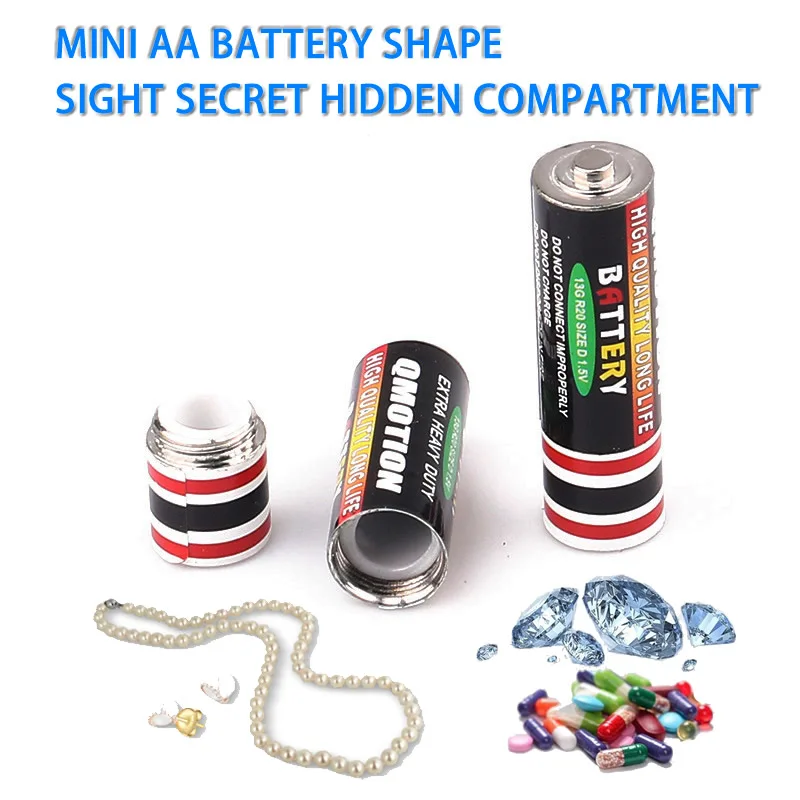 Mini Sight Secret Hidden Compartment 48mm Dry Cell Battery AA Empty Case Hide Cash Jewelry Pills For Home Travel Outdoor Safe