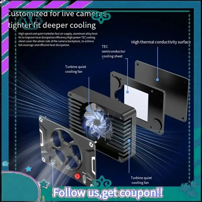 A75Q-For Sony A7C2/A6700 Canon R6 Fuji Camera Shooting Constant Temperature Digital Display Semiconductor Cooling Fan