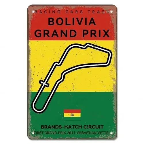 Brands-Hatch Circuit Bolivia Grand Prix Tin Metal Sign Wall Art