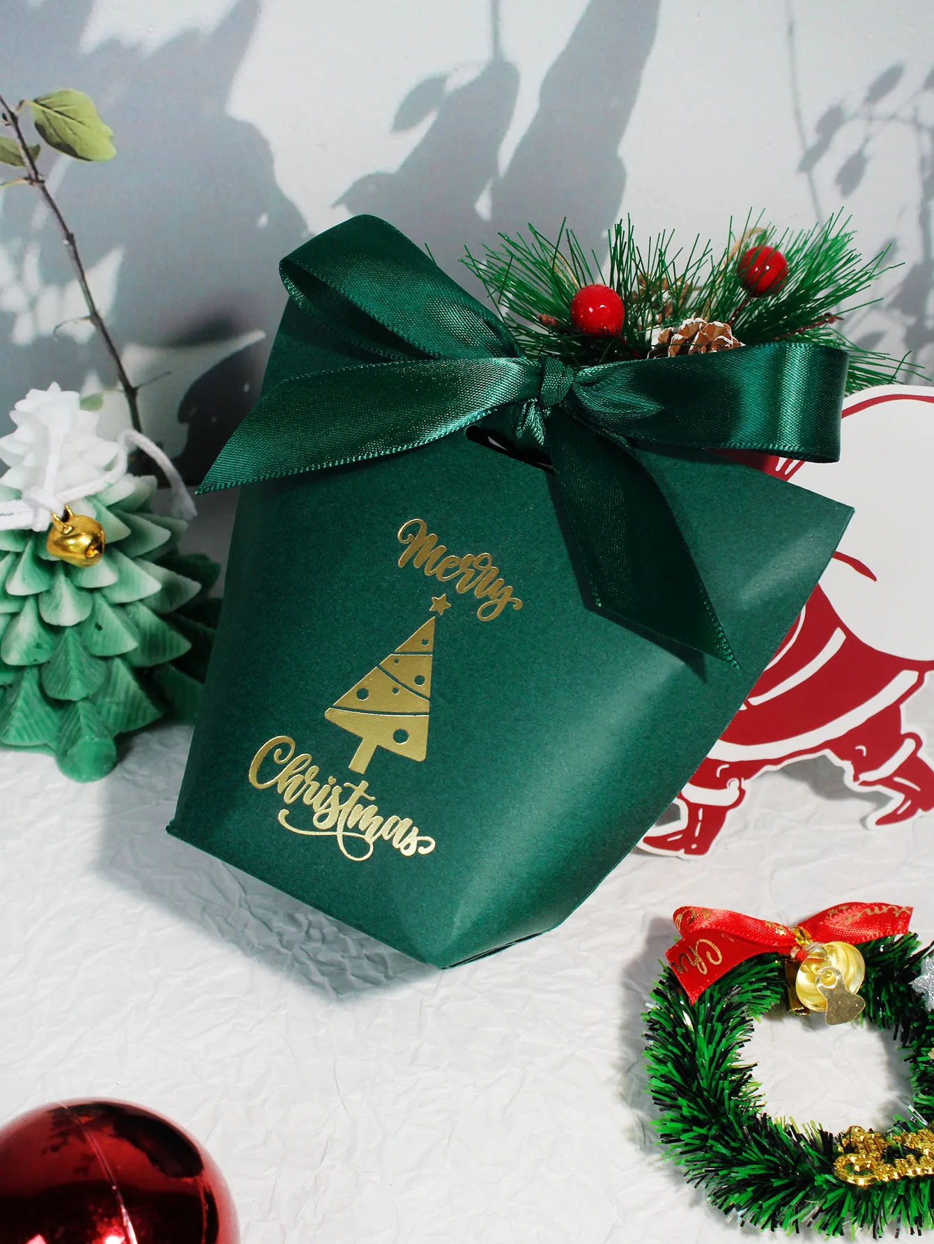 10/20/50pcs New Christmas Candy Box Gift Box White Cardboard Merry Christmas Add Holiday Atmosphere Creative DIY
