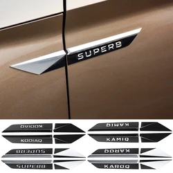 2pcs 3D ABS Kodiaq Karop Kamiq Superb Emblem Car Fender Side Wing Badge Sticker Decoration For SKODA Car Modification Accessorie