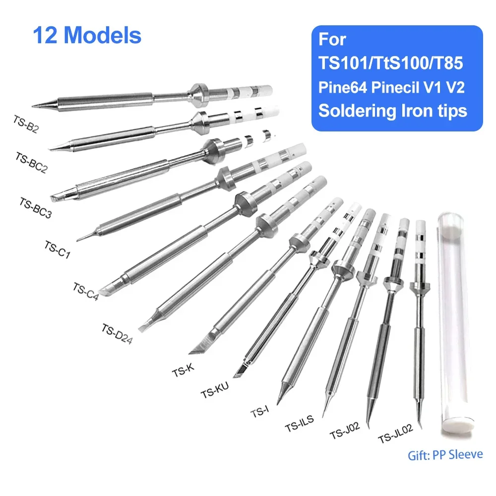 MINI Welding Nozzle Knife Horseshoe TS-BC2 C1 KU ILS B2 I C4 D24 K J02 JL02 BC3 For TS101 Pin64 Pinecil V2 Soldering Iron Tips