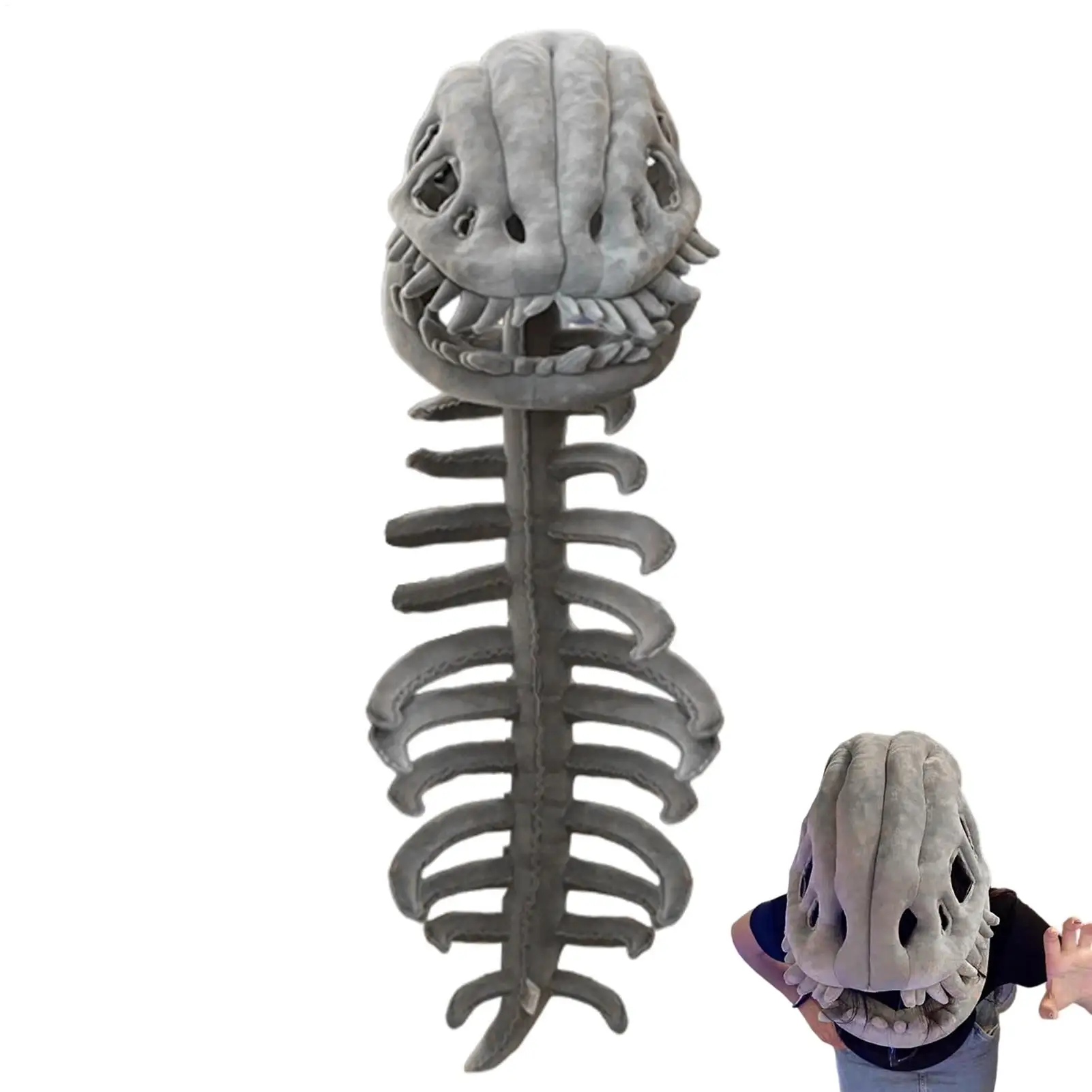 

85cm 115cm Realistic Dinosaur Skeleton Costume Set Funny Headgear Cosplay Dress up Clothing Plush Toys Creative Gifts