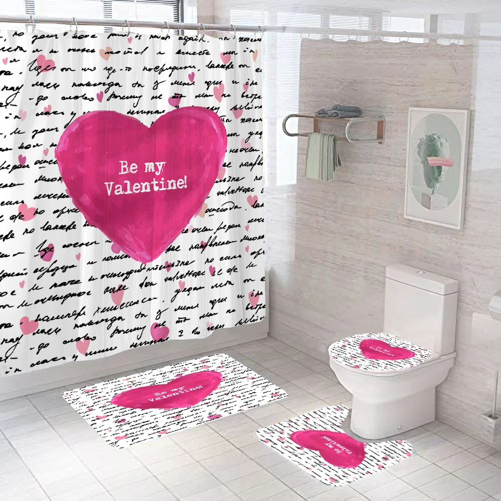 Flower Pattern Bathroom Curtain Cosmetics Perfume Print Shower Curtains Bath Mats Pedestal Rugs Toilet Cover Non-slip Carpet