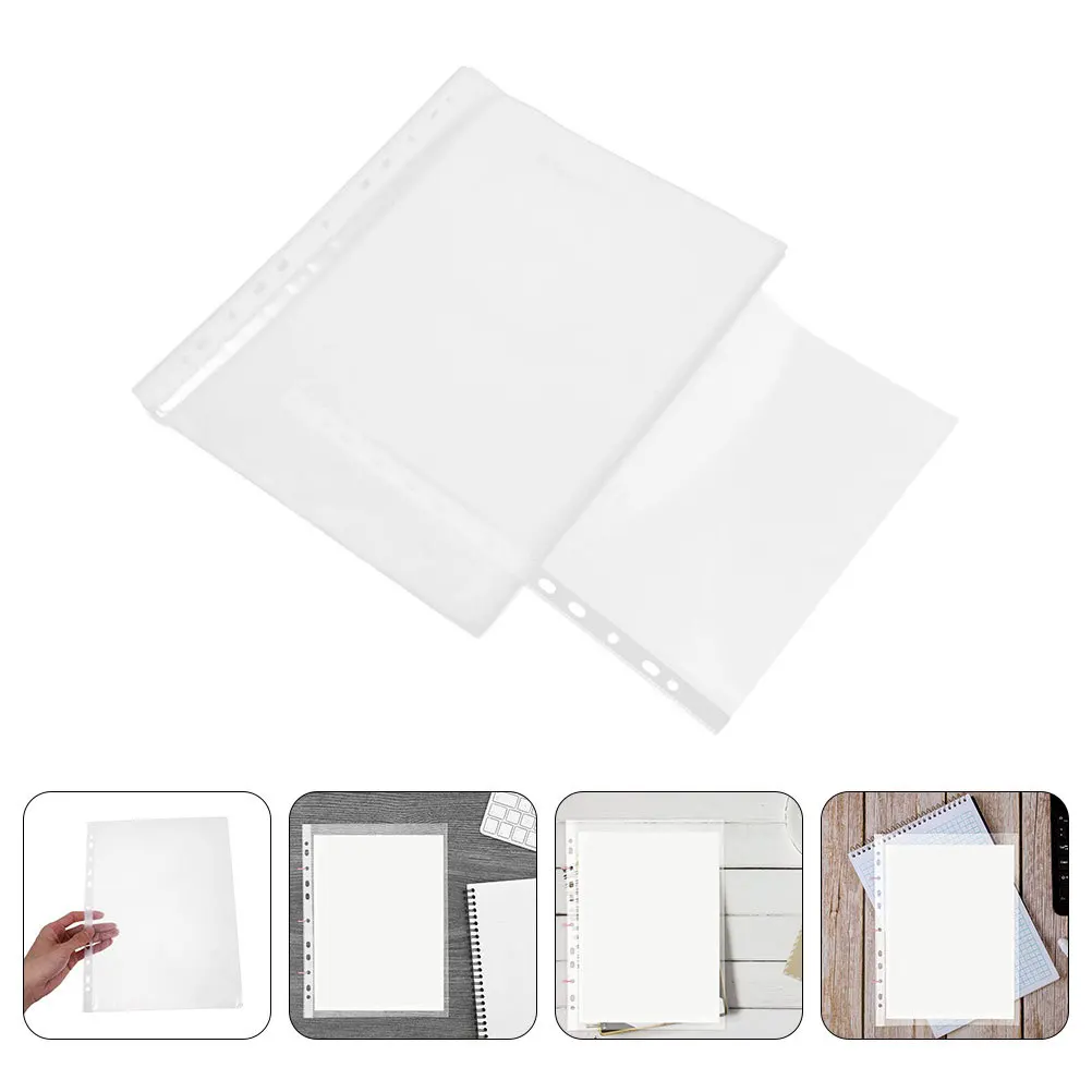 

100Pcs Binder Sleeves Clear Heavy Duty A4 Plastic Sheet Protectors for Documents Photo Paper Recipes Certificates Office School