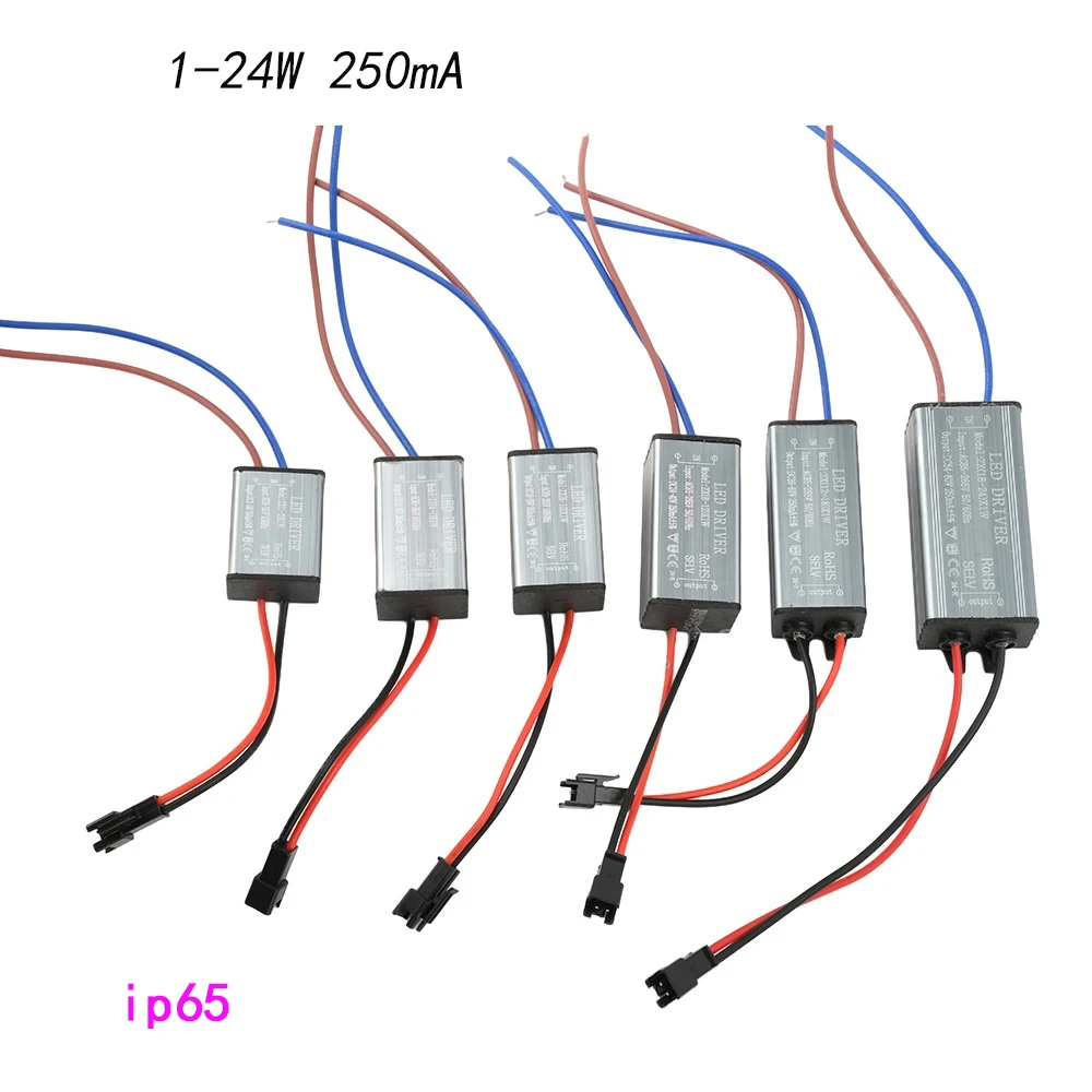 LED Waterproof Driver IP65 18-24W 6-10W 8-12W 4-7W 1-3W AC85-265V 250mA Power Supply Constant Current Voltage For Light Bulb