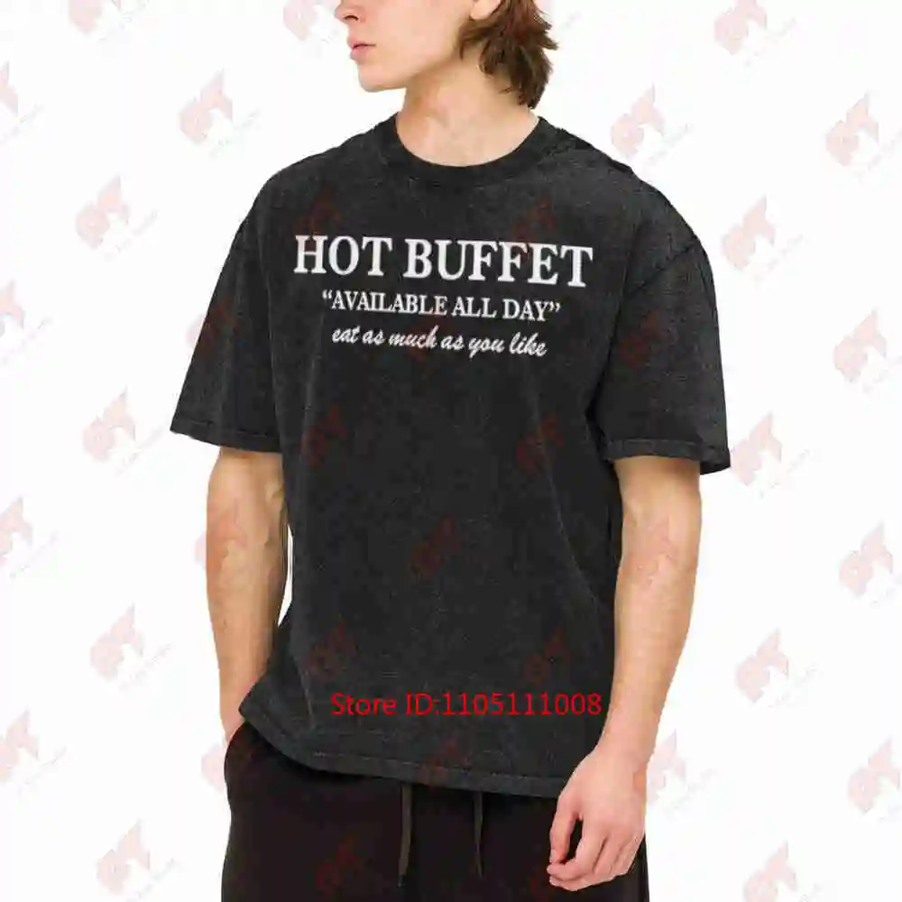 Hot Buffet Available All Day Vintage Washed Tee Pure Cotton T-Shirt