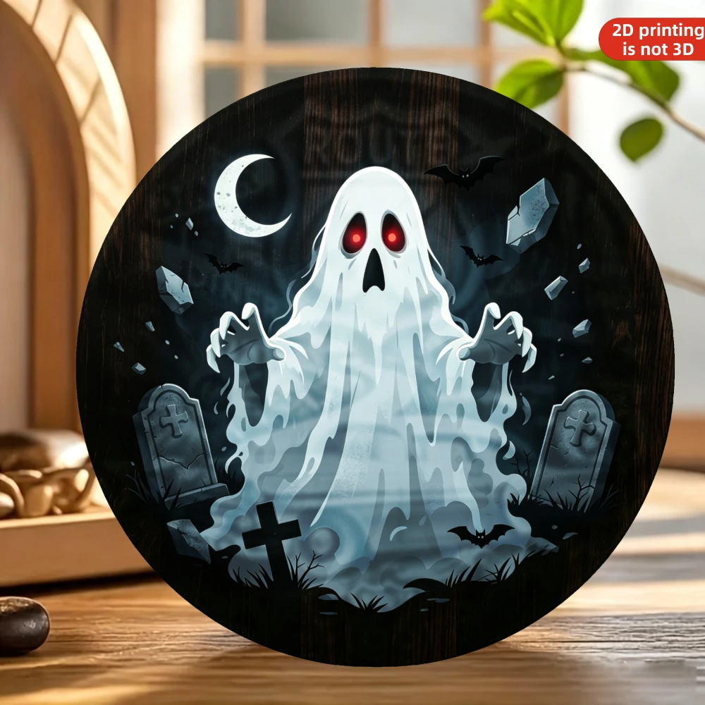 CIFBUY Retro Glowing Ghost Graveyard Aluminum Wall Art Waterproof Decor for Home Bar Porch Garden