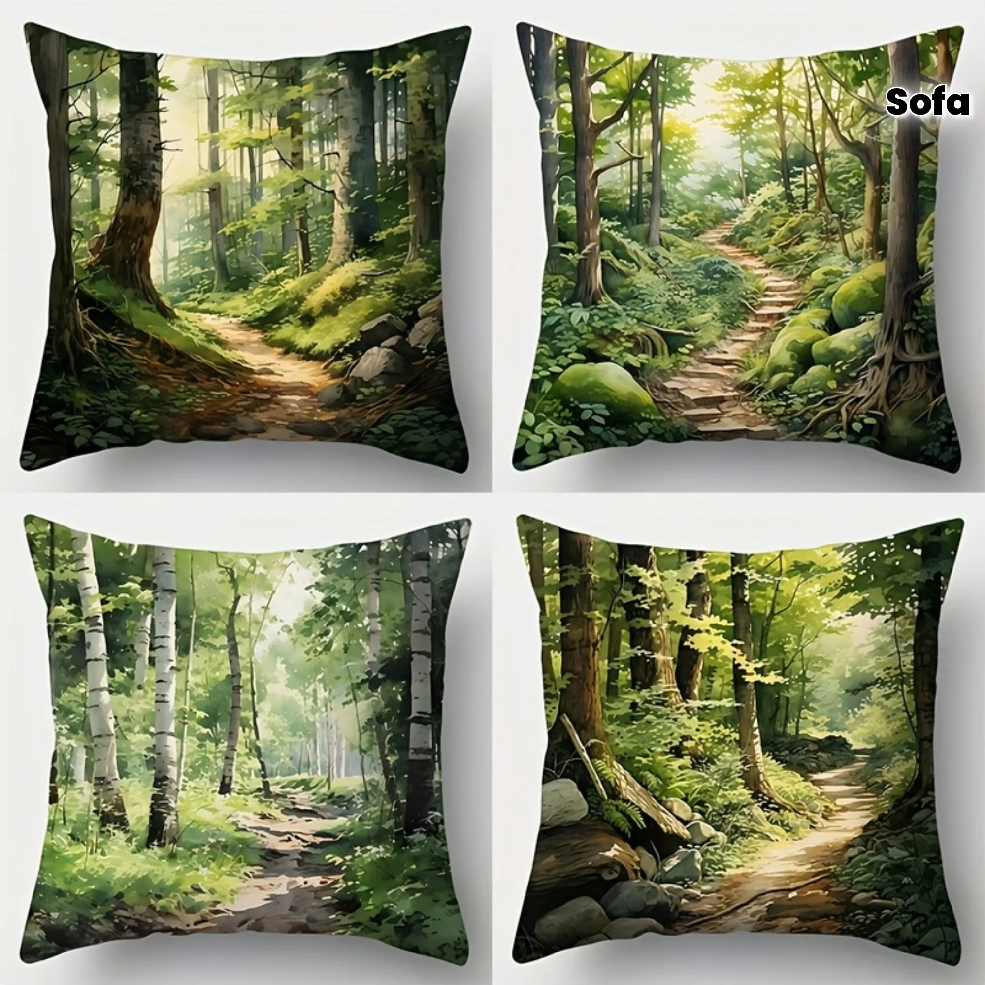 Pillow Cases Covers Pillow Cases 45x45 Creative home decoration pillowcase, forest trail painting pillowcase