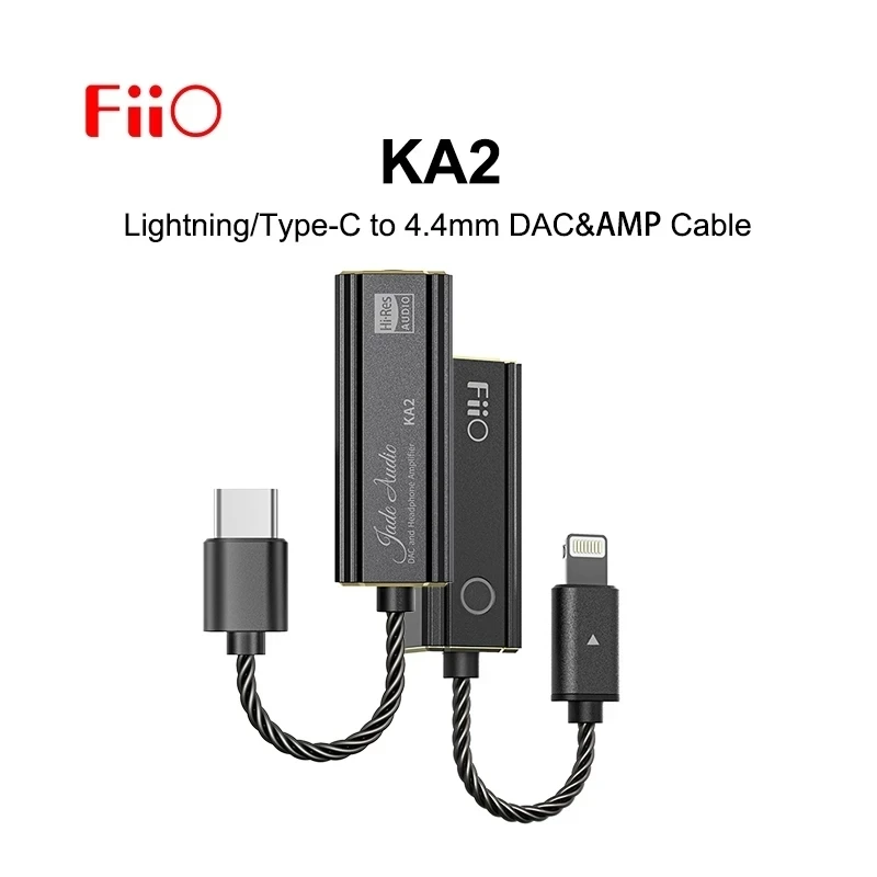 FiiO JadeAudio KA2 TypeC/Lightning to 4.4mm dongle, Double DAC CS43131 DSD256, HIFI Cable Adapter for Android IOS MAC Win10