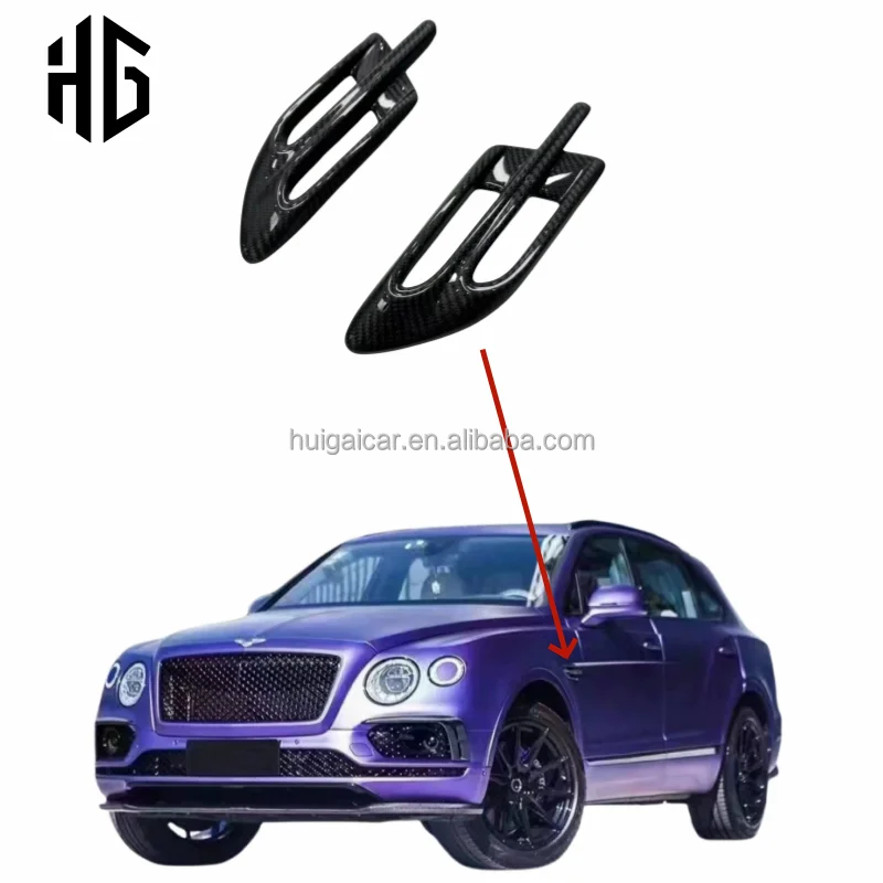 

1Pair W12 Side Fender Vents Cover For 2017 Bentley Bentayga Carbon Fiber Car Bumper Parts Fender Air Vents Body Kit